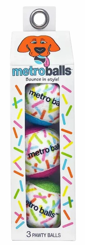 Metro Paws Metro Balls - Pawty 3ct fetch toy,dog ball