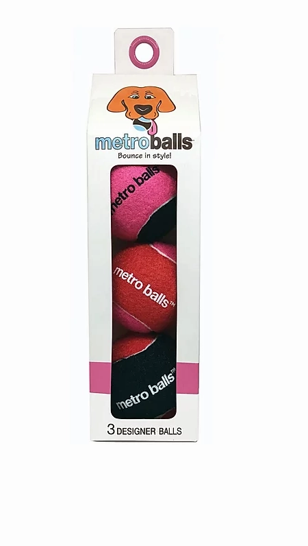 Metro Paws Metro Balls - Pink 3ct fetch toy,dog ball