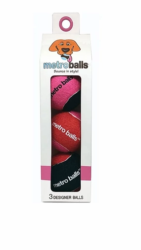 Metro Paws Metro Balls - Pink 3ct fetch toy,dog ball