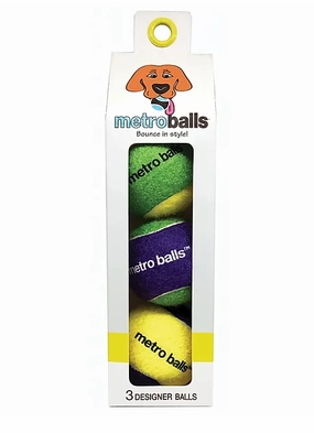 Metro Paws Metro Balls - Yellow 3ct fetch toy,dog ball