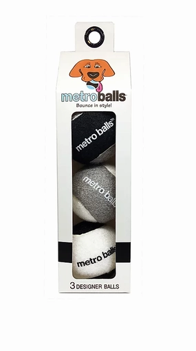 Metro Paws Mini Metro Balls - Black 3ct fetch toy,dog ball