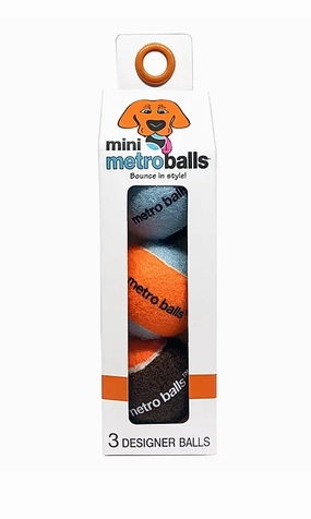 Metro Paws Mini Metro Balls - Orange 3ct fetch toy,dog ball