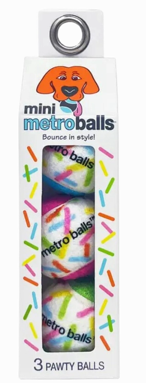 Metro Paws Mini Metro Balls - Pawty 3ct fetch toy,dog ball