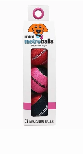 Metro Paws Mini Metro Balls - Pink 3ct fetch toy,dog ball