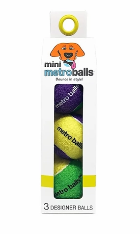 Metro Paws Mini Metro Balls - Yellow 3ct fetch toy,dog ball