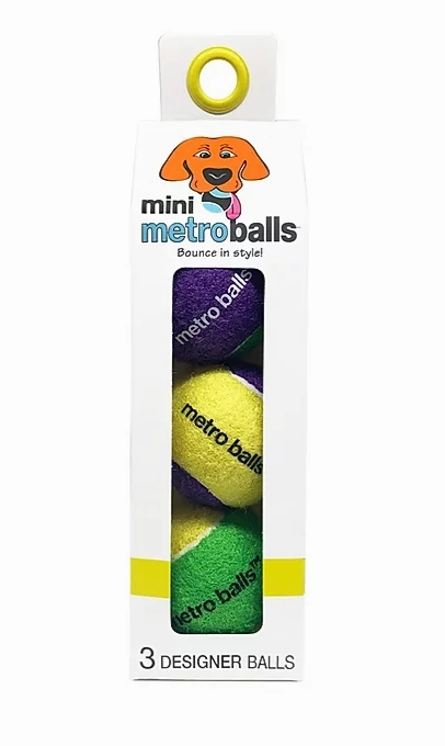 Metro Paws Mini Metro Balls - Yellow 3ct fetch toy,dog ball