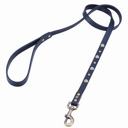 Mini Boho Pearl Blue Leather Dog Leash dog mobility,outdoor pet aid