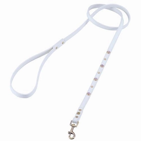 Mini Boho White/Lavender Leather Dog Leash