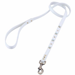 Mini Boho White/Turquoise Leather Dog Leash dog mobility,outdoor pet aid