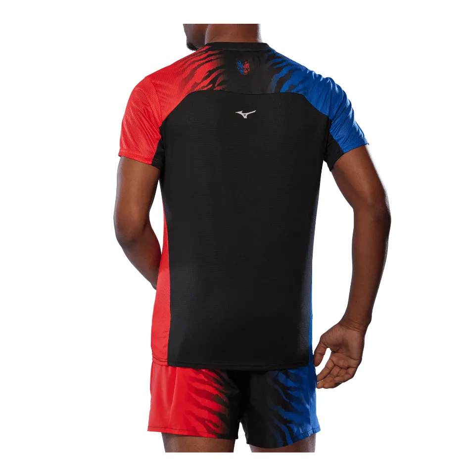 Mizuno Men's Dryaeroflow Graphic Tee in Oni Red/Oni Blue SS25 Shoes_Mizuno
