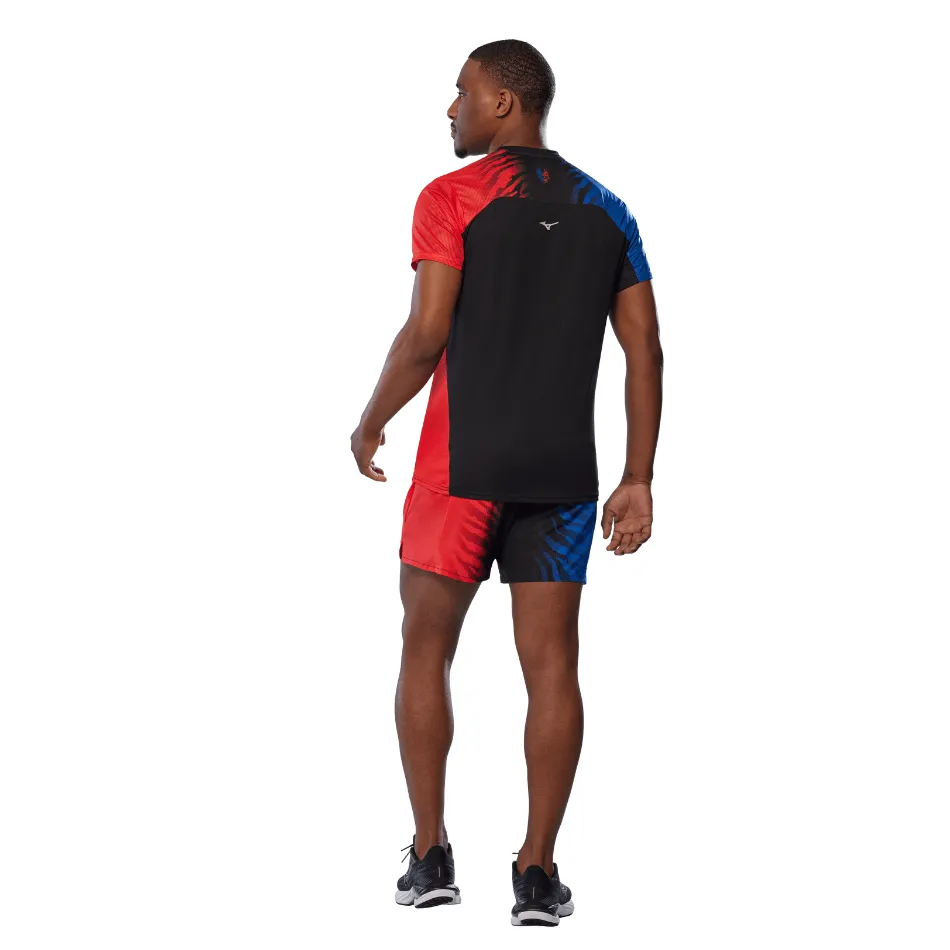 Mizuno Men's Dryaeroflow Graphic Tee in Oni Red/Oni Blue SS25 Shoes_Mizuno