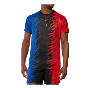 Mizuno Men's Dryaeroflow Graphic Tee in Oni Red/Oni Blue SS25 Shoes_Mizuno