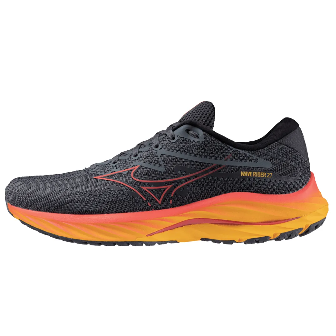 Mizuno Men's Wave Rider 27 Running Shoes in Tubulence/Citrus AW23 Shoes_Mizuno