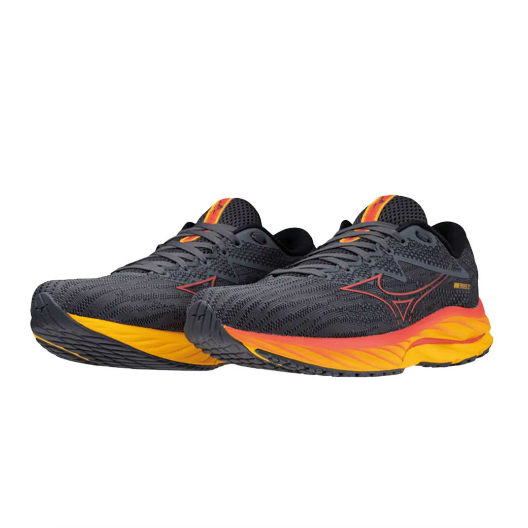 Mizuno Men's Wave Rider 27 Running Shoes in Tubulence/Citrus AW23 Shoes_Mizuno