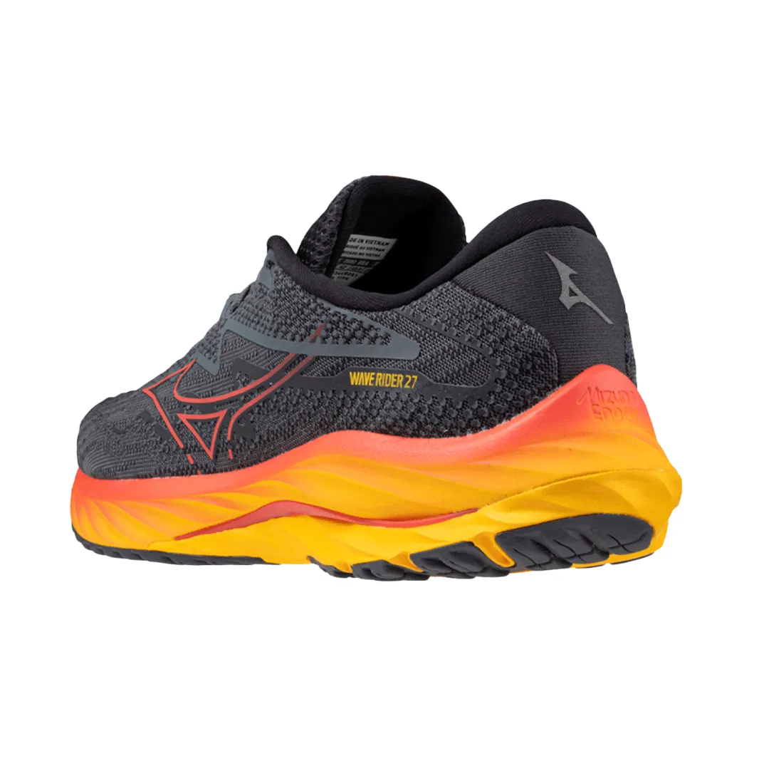 Mizuno Men's Wave Rider 27 Running Shoes in Tubulence/Citrus AW23 Shoes_Mizuno