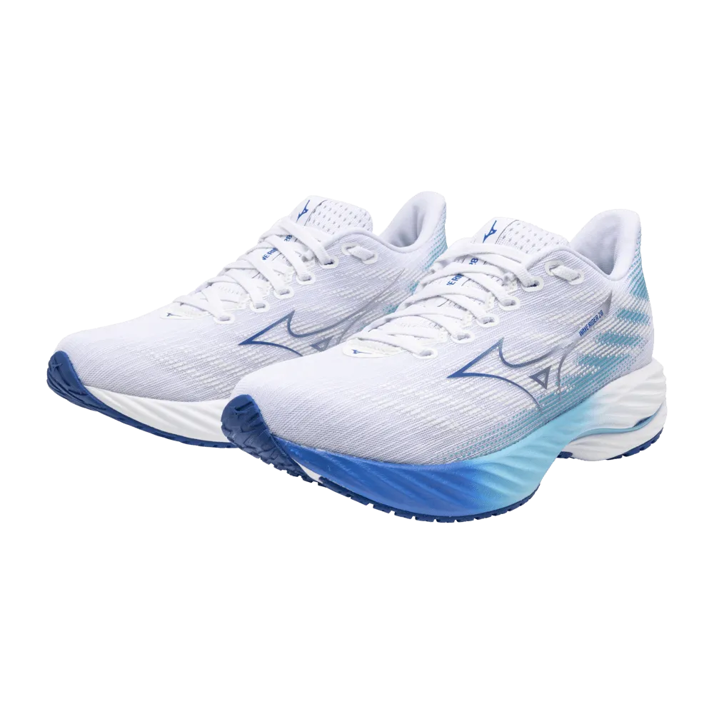Mizuno Men's Wave Rider 28 in White/Estate Blue/Mugen Blue AW24 Shoes_Mizuno