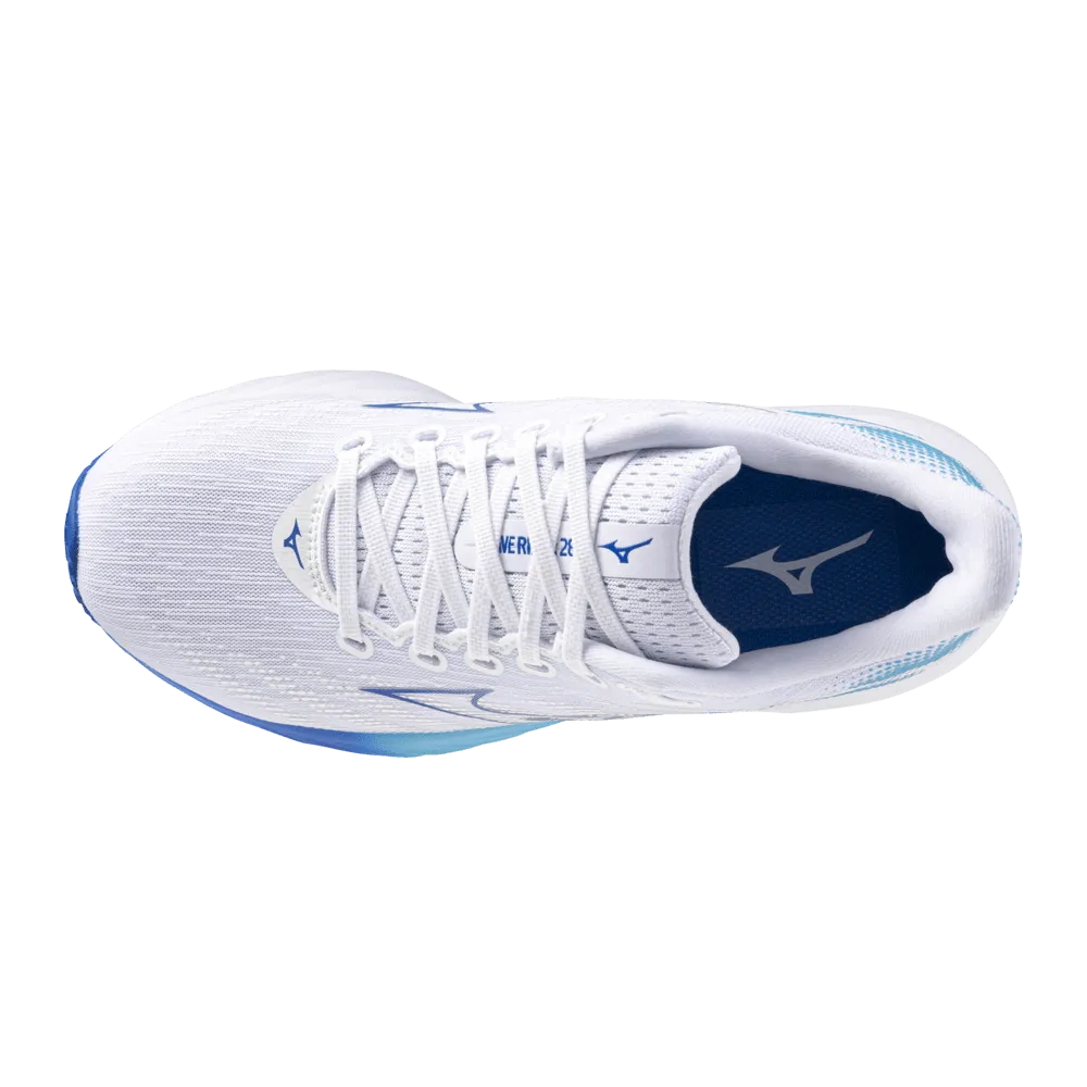 Mizuno Men's Wave Rider 28 in White/Estate Blue/Mugen Blue AW24 Shoes_Mizuno