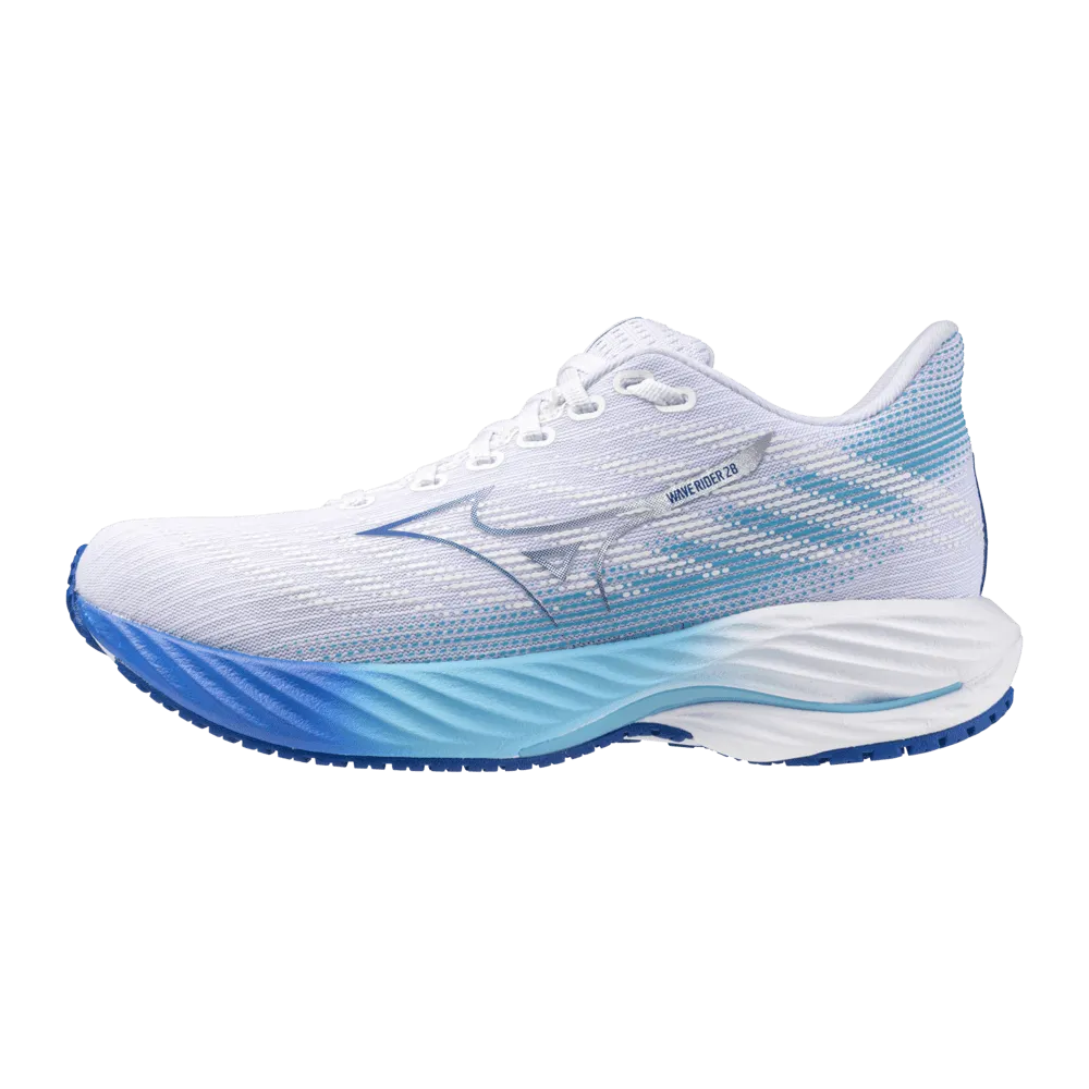 Mizuno Men's Wave Rider 28 in White/Estate Blue/Mugen Blue AW24 Shoes_Mizuno
