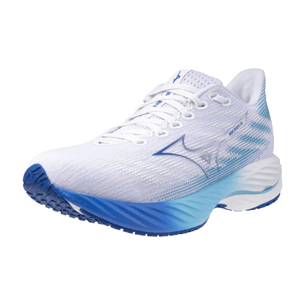 Mizuno Men's Wave Rider 28 in White/Estate Blue/Mugen Blue AW24 Shoes_Mizuno