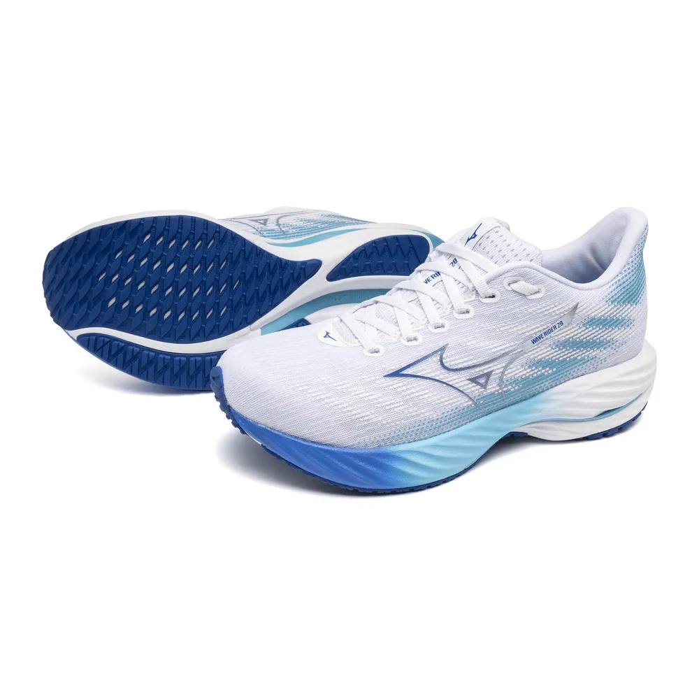 Mizuno Men's Wave Rider 28 in White/Estate Blue/Mugen Blue AW24 Shoes_Mizuno