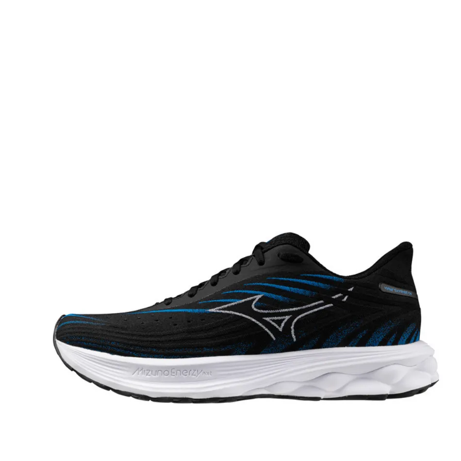 Mizuno Men's Wave Skyrise 6 Running Shoes in Black/White/Blue Pace SS25 Shoes_Mizuno