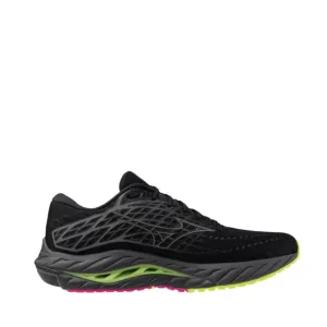 Mizuno Unisex Wave Inspire 20 Running Shoes in Black/Silver/Sunny Lime AW24 Shoes_Mizuno