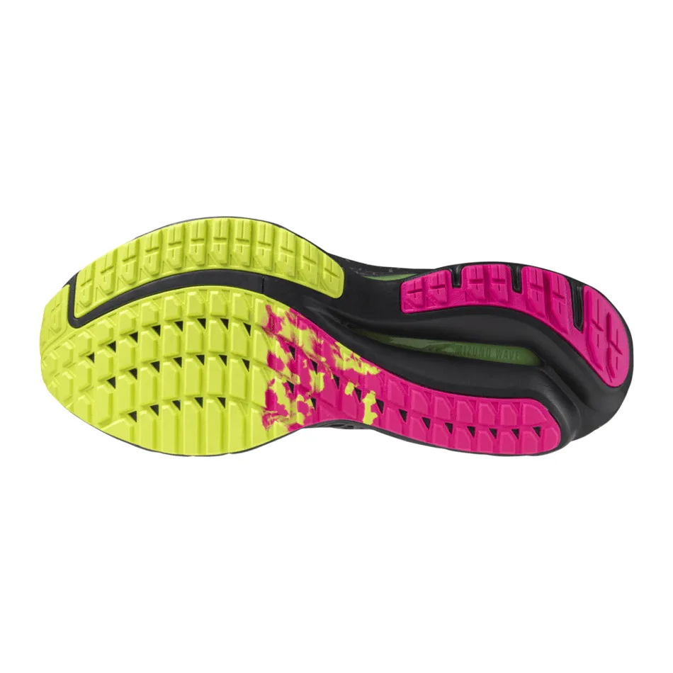 Mizuno Unisex Wave Inspire 20 Running Shoes in Black/Silver/Sunny Lime AW24 Shoes_Mizuno