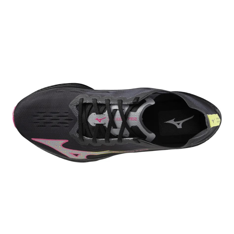 Mizuno Unisex Wave Rebellion Pro 2 Running Shoes in Black/Silver/Pink/Tetra AW24 Shoes_Mizuno