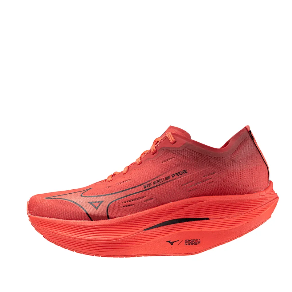 Mizuno Unisex Wave Rebellion Pro 2 Running Shoes in Dubarry/Black/Cranberry SS24 Shoes_Mizuno