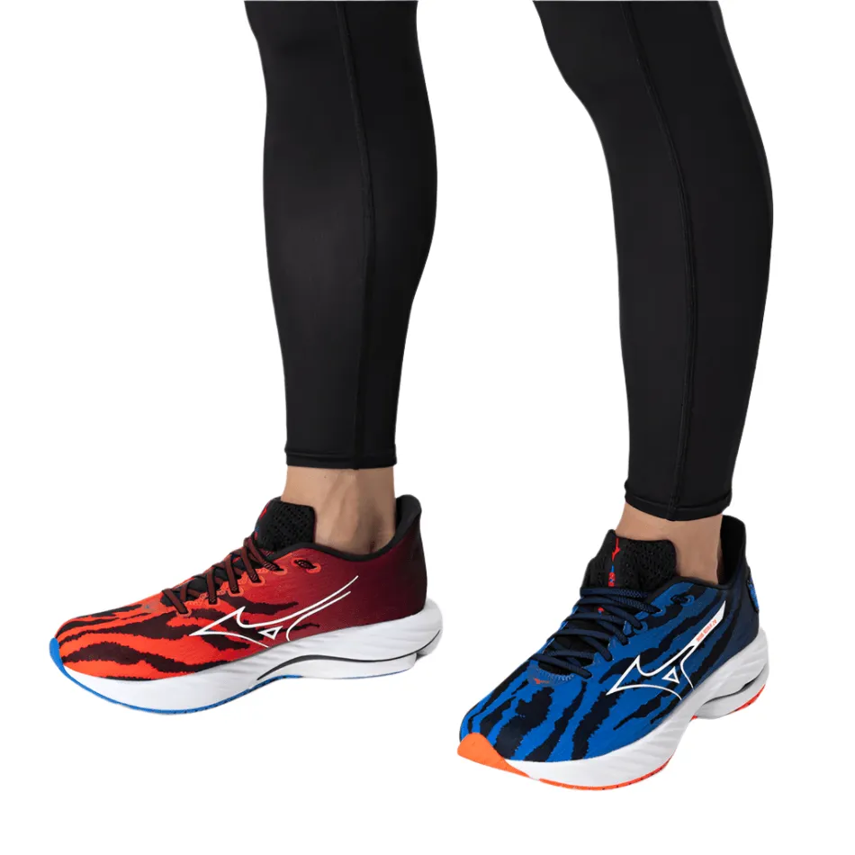 Mizuno Unisex Wave Rider 28 Running Shoes in Oni Demon Mizuno Ignition Red/White/Baseball Blue SS25 Shoes_Mizuno