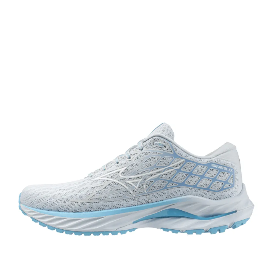 Mizuno Women's Wave Inspire 20 Running Shoes in Plein air/white/river blue Shoes_Mizuno