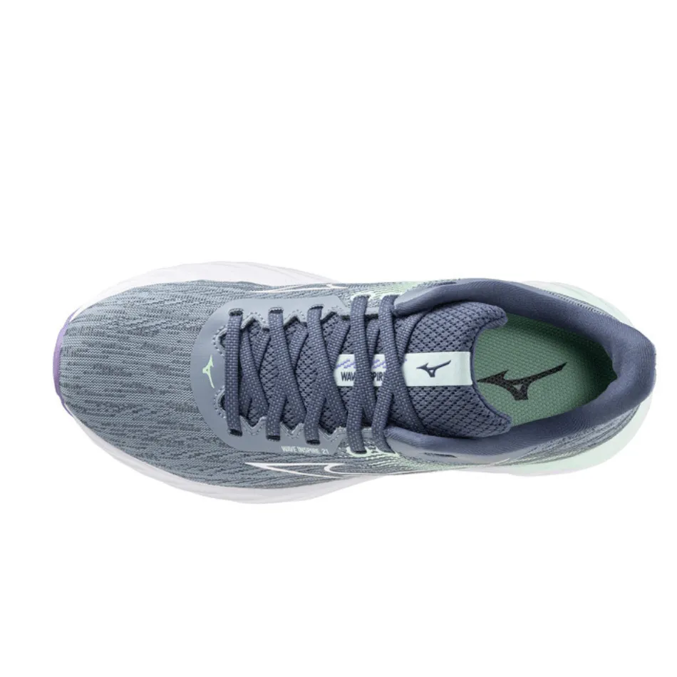 Mizuno Women's Wave Inspire 21 Running Shoes in Tradewinds/White/Neo Mint SS25 Shoes_Mizuno