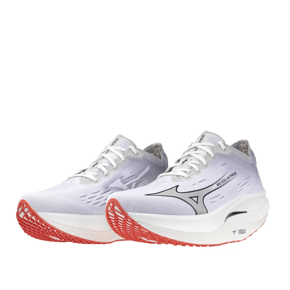 Mizuno Women's Wave Rebellion Pro 2 Running Shoes in White/Harbor Mist/Cayenne SS24 Shoes_Mizuno