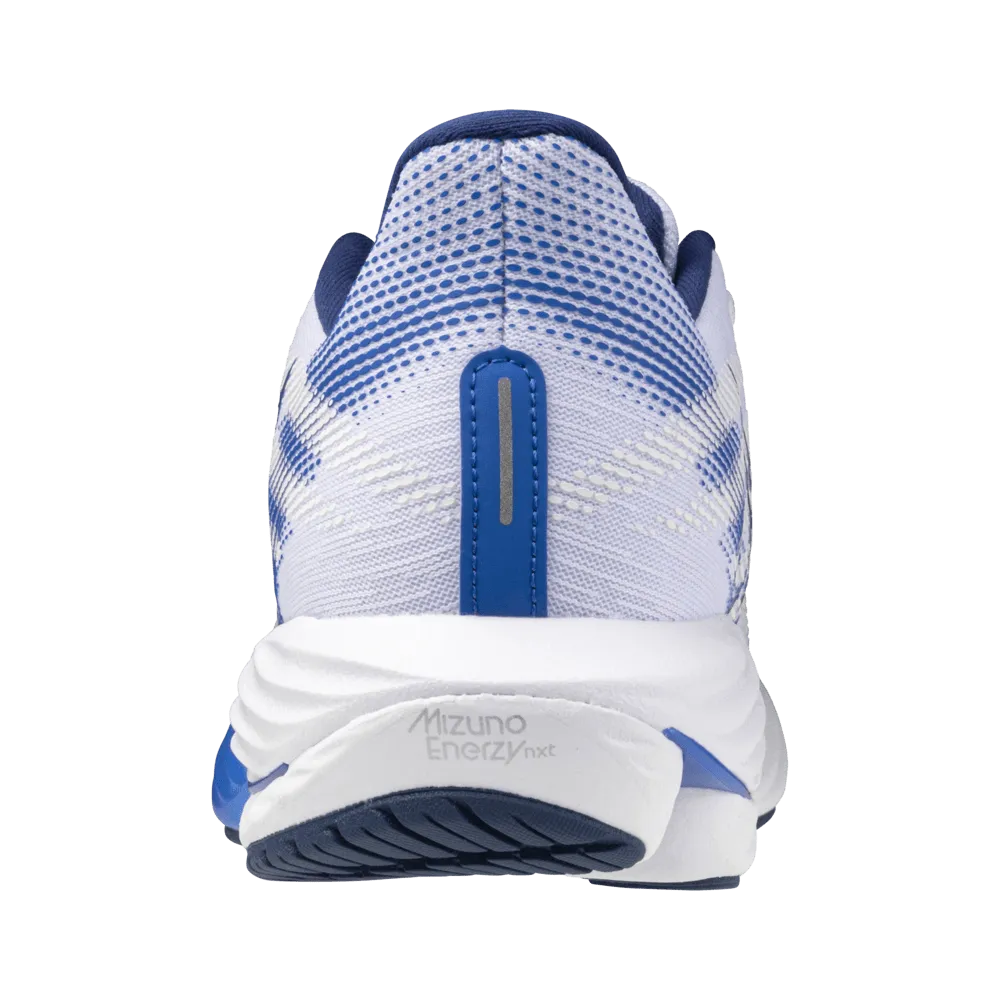 Mizuno Women's Wave Rider 28 Running Shoes in White/Mugen Blue/River Blue AW24 Shoes_Mizuno