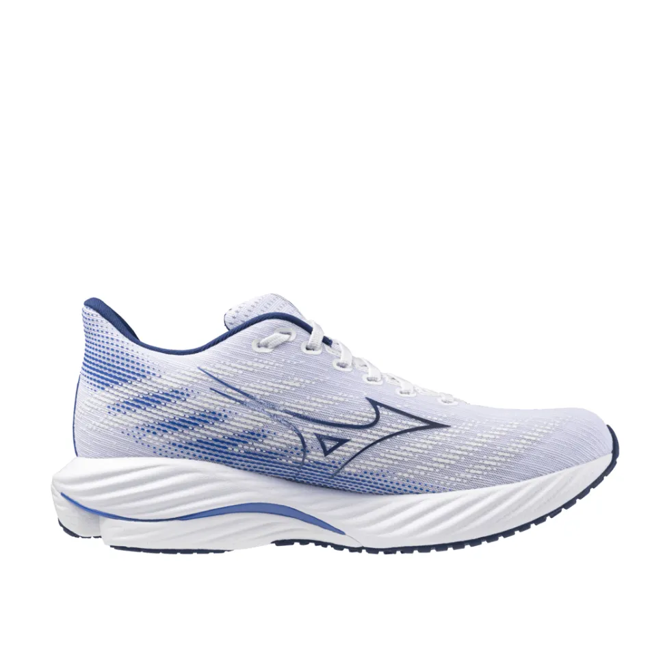 Mizuno Women's Wave Rider 28 Running Shoes in White/Mugen Blue/River Blue AW24 Shoes_Mizuno