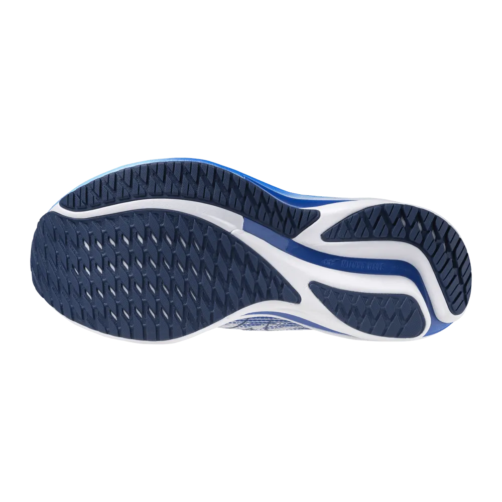 Mizuno Women's Wave Rider 28 Running Shoes in White/Mugen Blue/River Blue AW24 Shoes_Mizuno