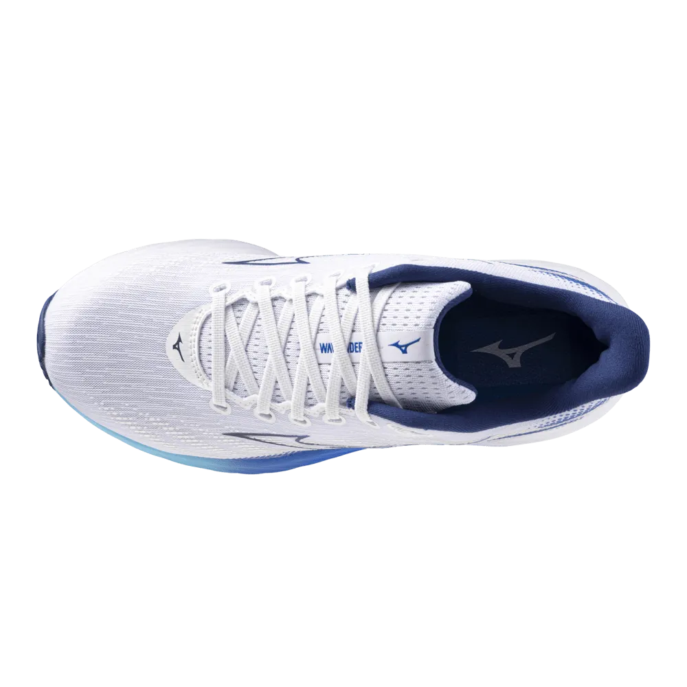 Mizuno Women's Wave Rider 28 Running Shoes in White/Mugen Blue/River Blue AW24 Shoes_Mizuno