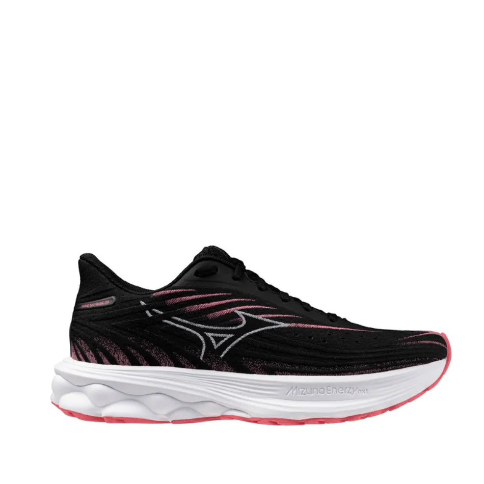 Mizuno Women's Wave Skyrise 6 Running Shoes in Black/Camellia Rose SS25 Shoes_Mizuno