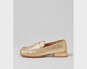 Mollini Clarify Gold Tumble Leather Loafers Shoes_Mollini