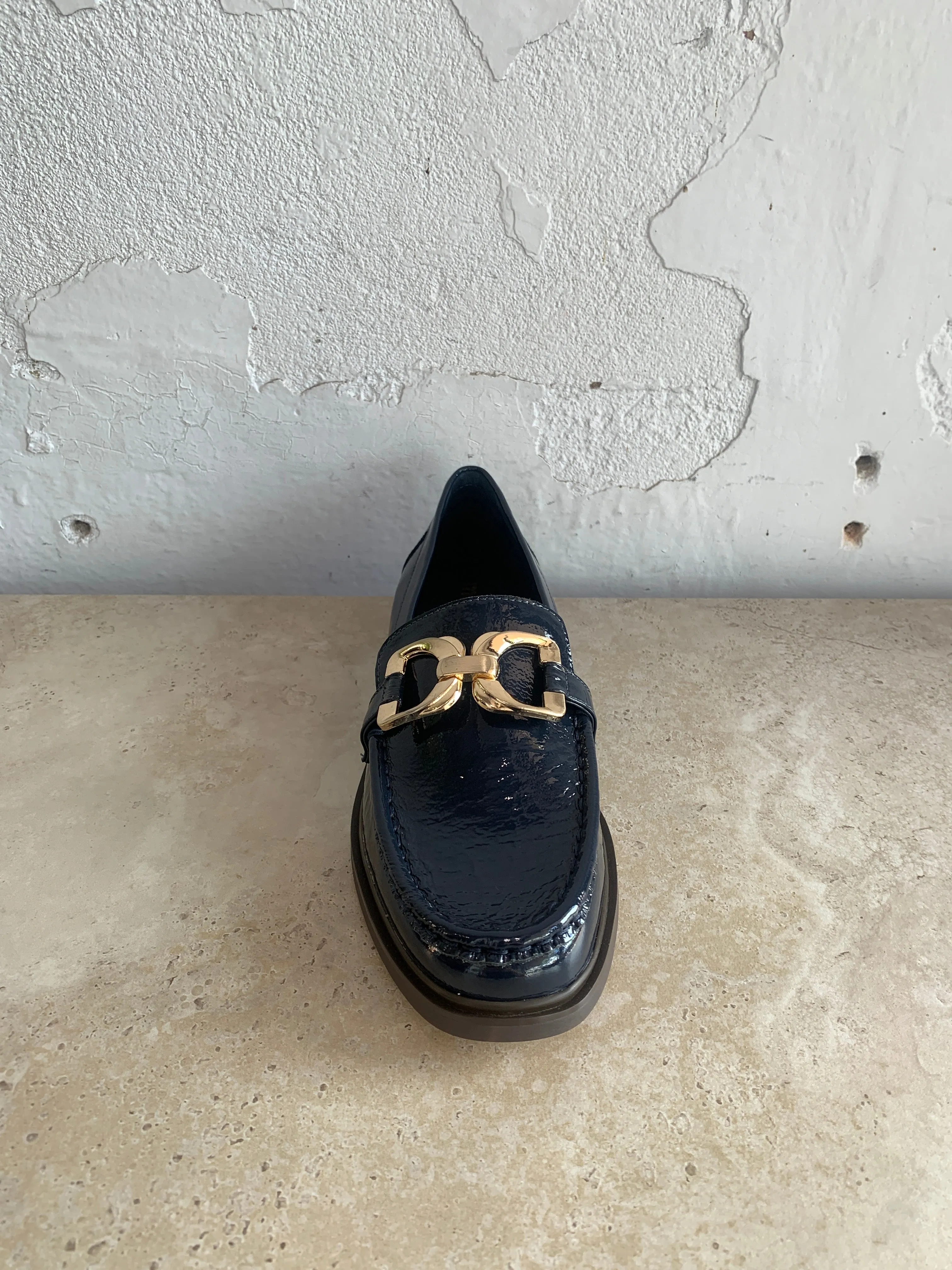 Mollini Gorgina Loafer Patent Navy Shoes_Mollini