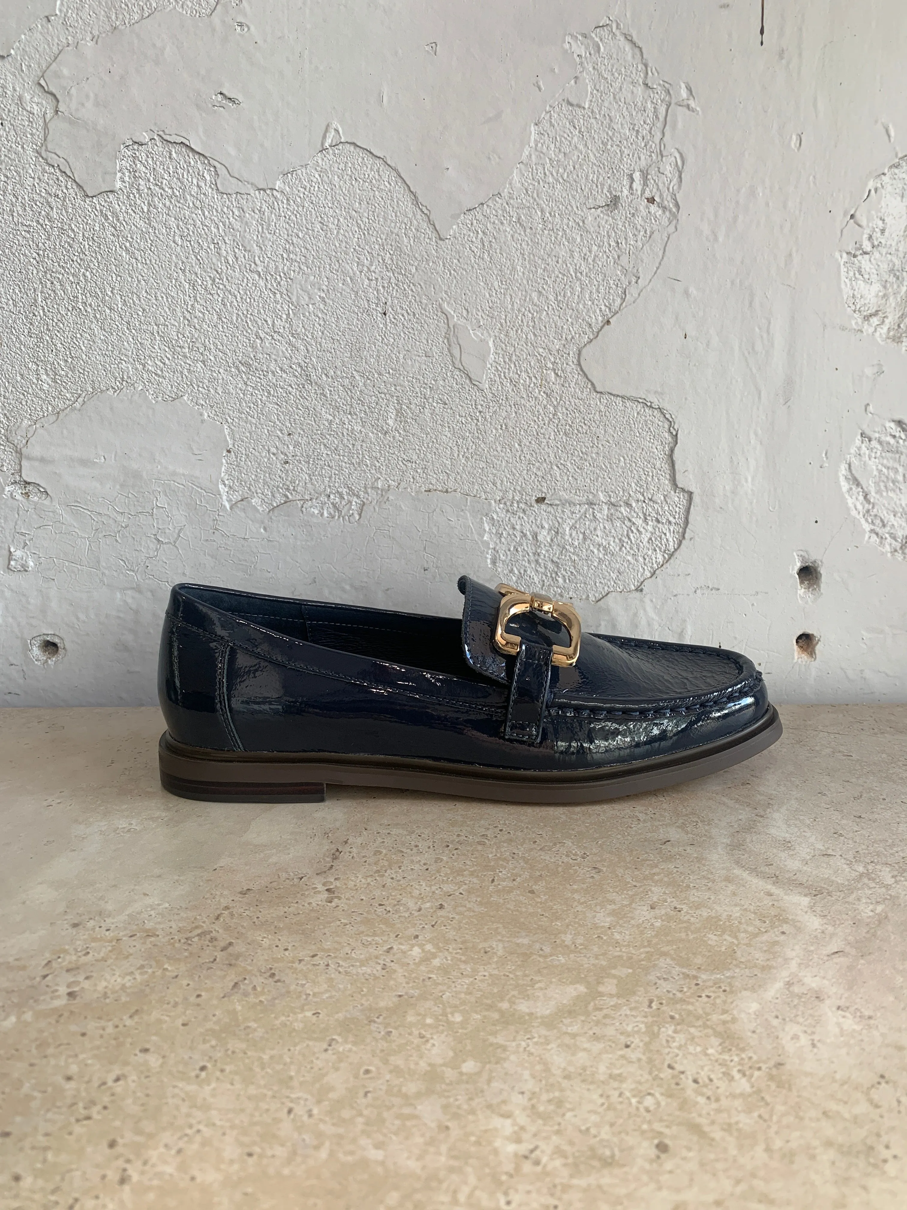 Mollini Gorgina Loafer Patent Navy Shoes_Mollini