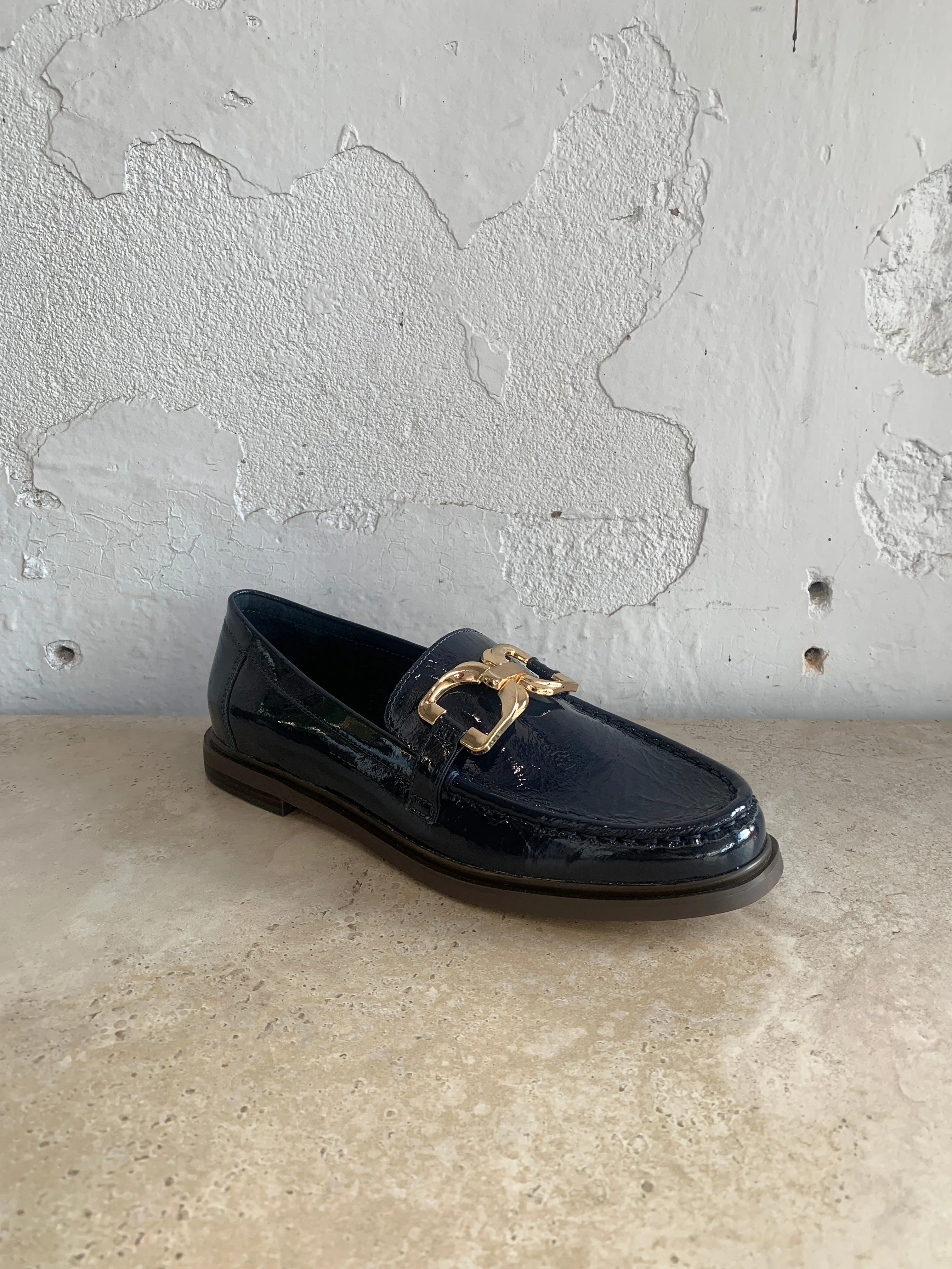 Mollini Gorgina Loafer Patent Navy Shoes_Mollini