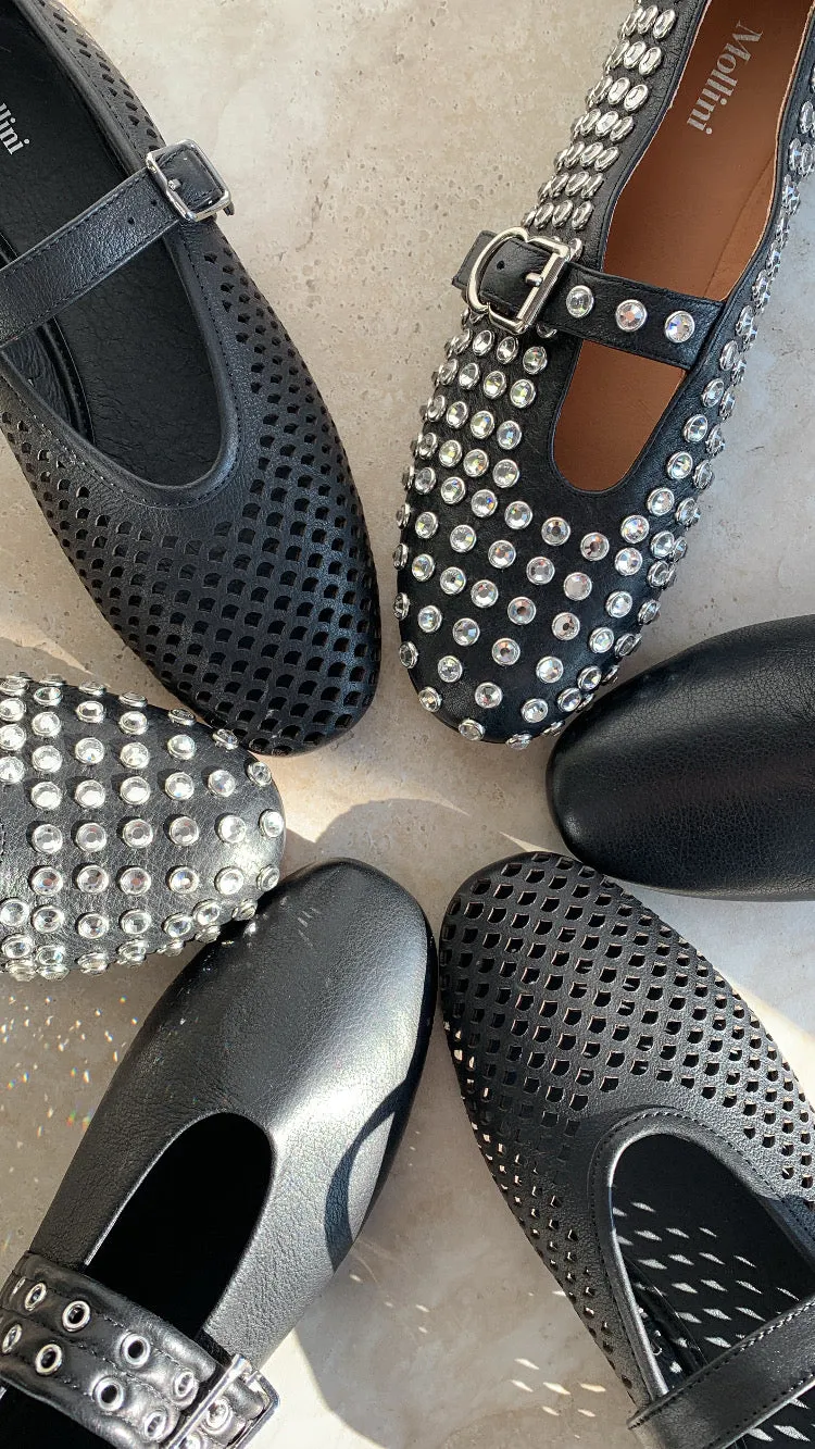 Mollini Hearts Black Leather Shoes_Mollini