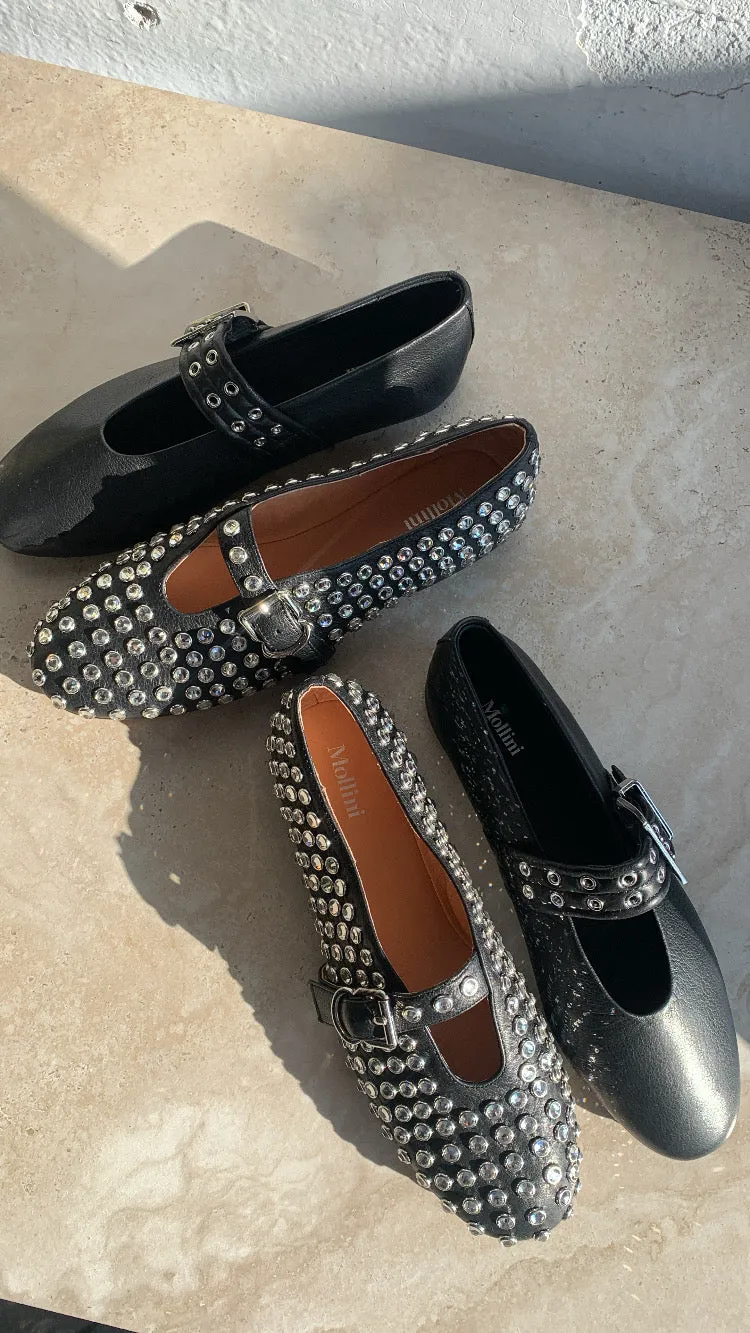 Mollini Hearts Black Leather Shoes_Mollini