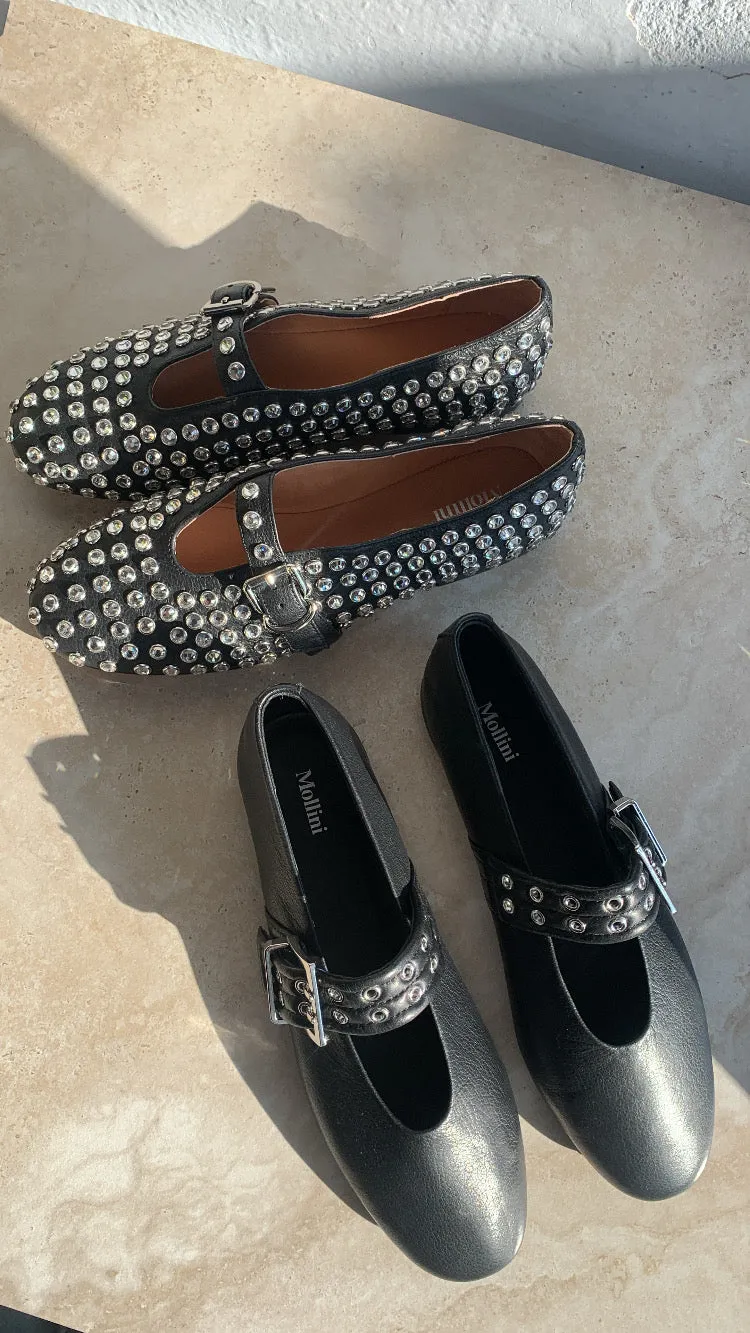 Mollini Hearts Black Leather Shoes_Mollini