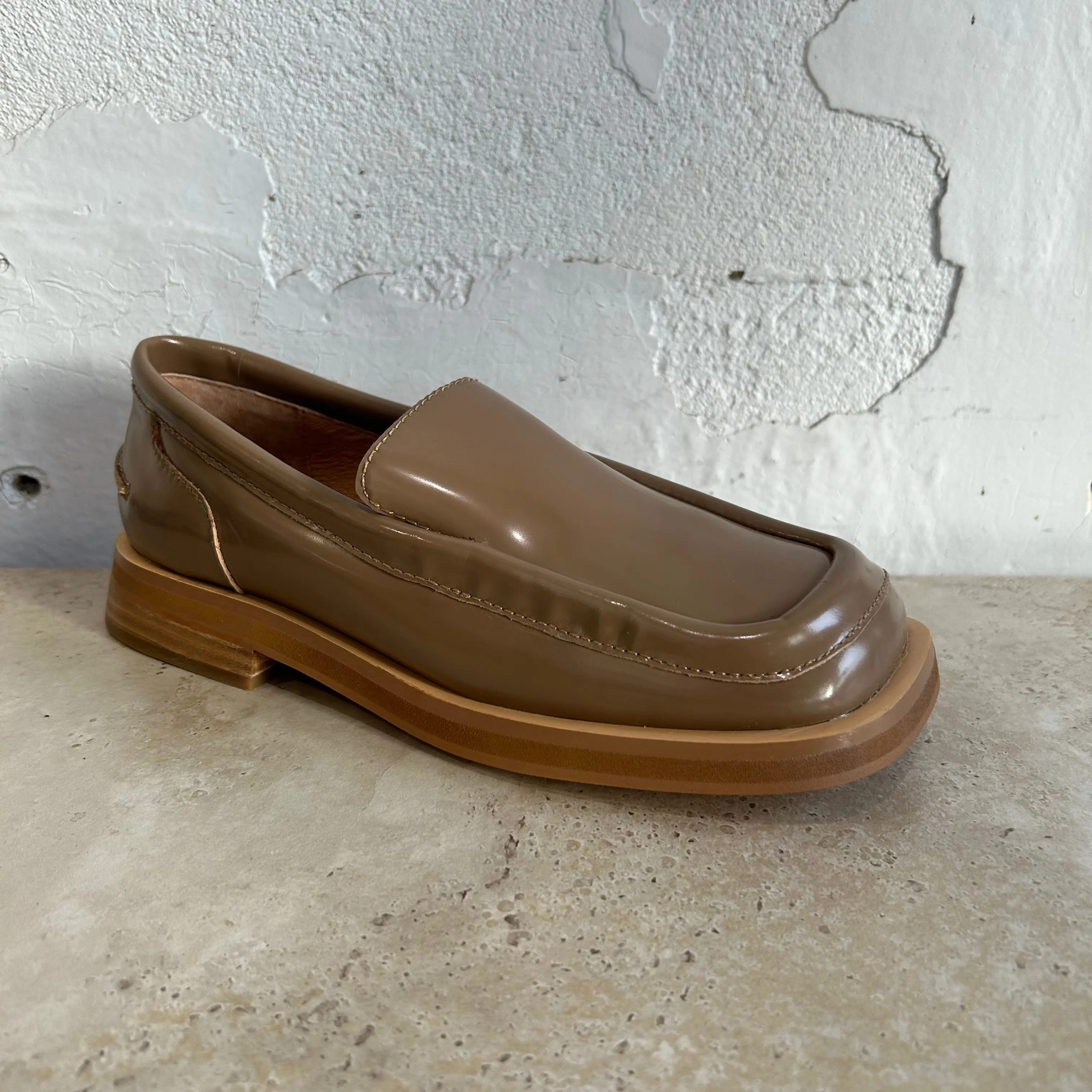 Mollini Penelopy Coffee Leather Loafers Shoes_Mollini