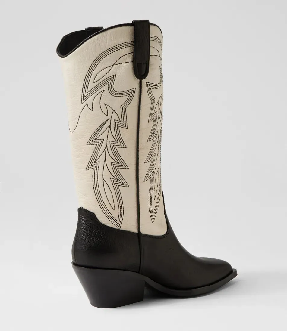 Mollini Riding Boot Black Cream Shoes_Mollini