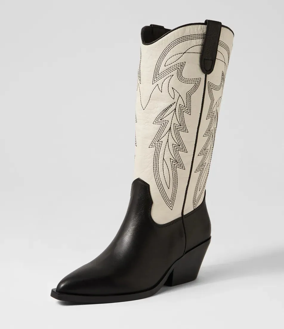 Mollini Riding Boot Black Cream Shoes_Mollini
