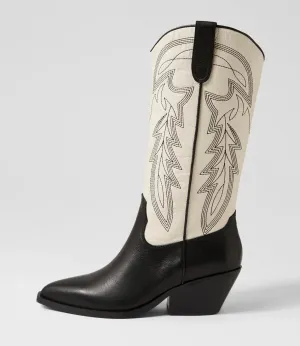 Mollini Riding Boot Black Cream Shoes_Mollini