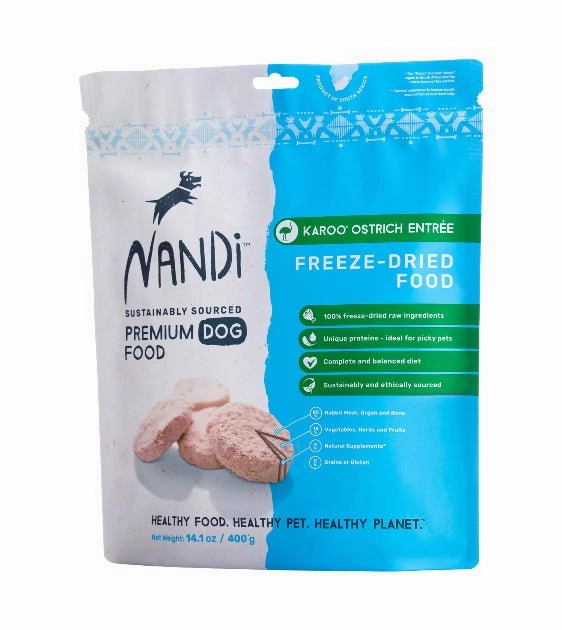 Nandi Freeze-Dried Karoo Ostrich Entree Dog Food freeze-dried dog food,lightweight pet food